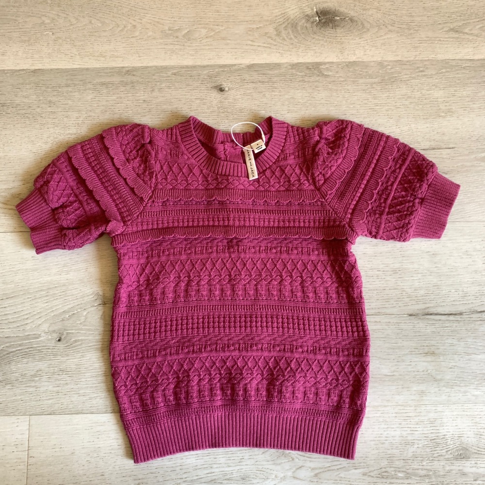 Janie and Jack‎ Girls Berry Pink Ruffle Sleeve Knit Sweater Top Size 6